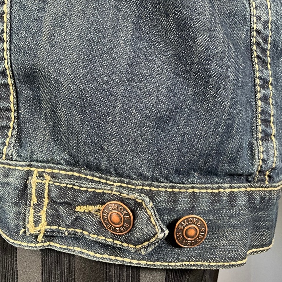 Smoke Rise Americana Denim 3D Flag Vest Cool Distressed Patriotic Blue Red Men S - Picture 6 of 8